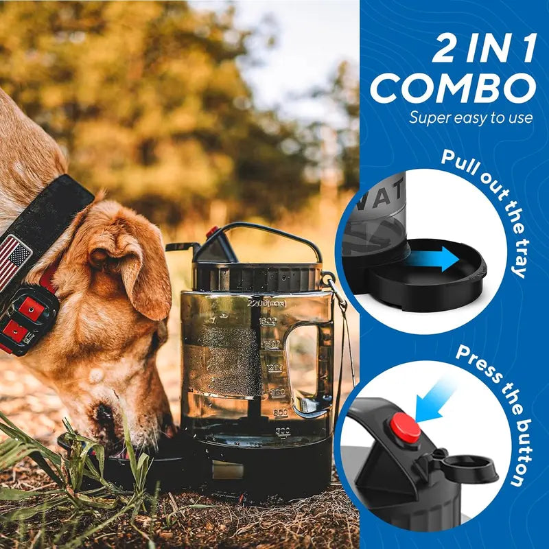 Portable 2-in-1 Large Dogs Water Bowl Dispenser for Walking, Camping, and Hiking